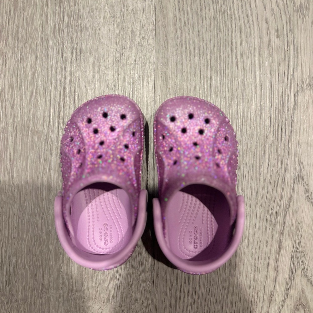 Kids Purple Glitter Crocs